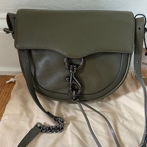 REBECCA MINKOFF MEGAN SADDLE CROSSBODY, NWT, COLOR: MOSS GREEN